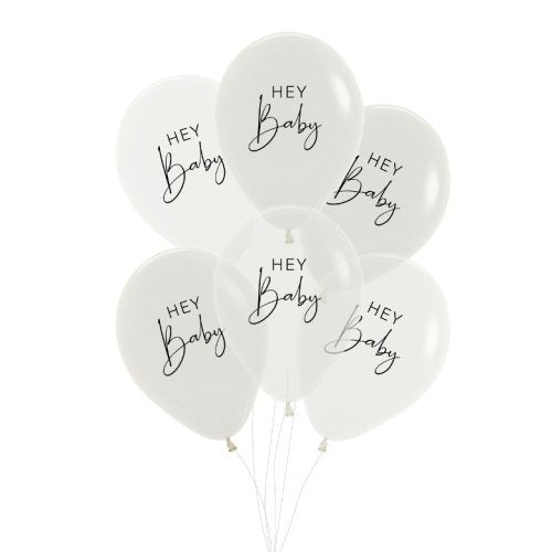 PickABunch Printed Hey Baby Latex Balloons 30cm 6 Pack