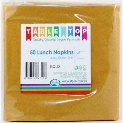 Lunch Napkins Gold Pack of 50