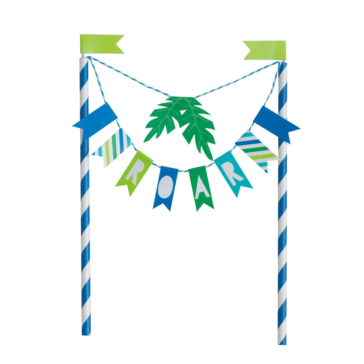 Blue And Green Dinosaur Roar Bunting Cake Topper 21cm