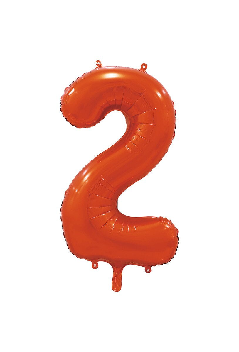 Orange "2" Numeral Foil Balloon 86cm (34")