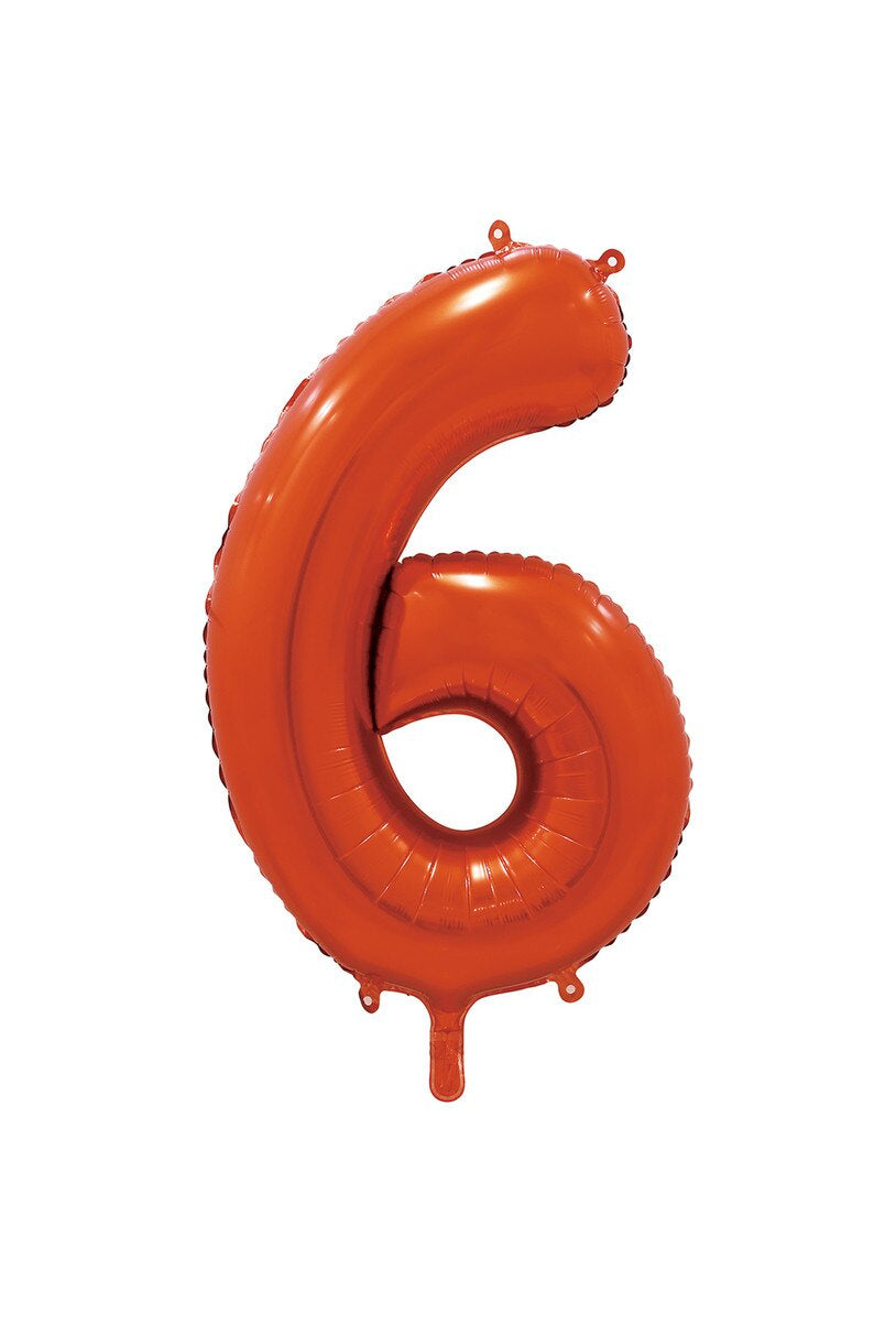 Orange "6" Numeral Foil Balloon 86cm (34")