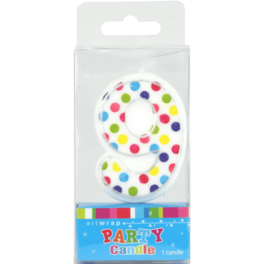 CANDLE #9 COLOURFUL DOTS