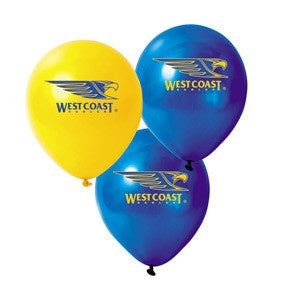 Afl West Coast Team Latex Balloons Pk25