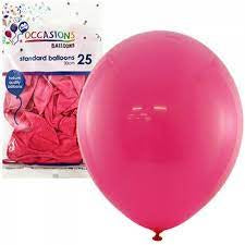 OCCASION BALLOON STD (30CM) PACK 25 - FUSCHIA