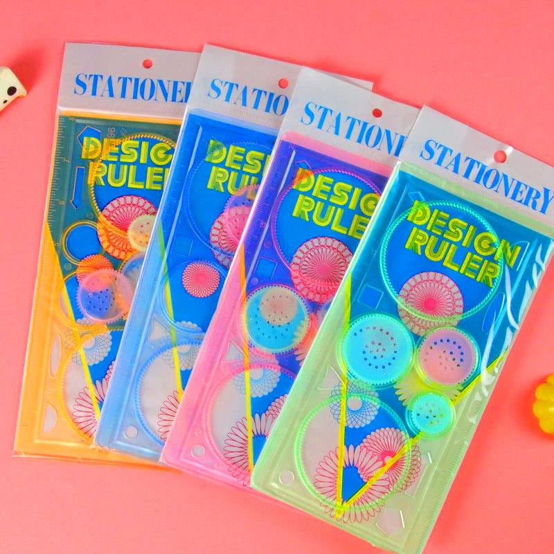 Creative Geometry Spirograph Drawing Stencils Set Painting Template Art Crafts Kids Educational Toy Variety of Flowers Ruler