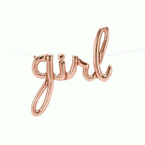 Script Word Foil Balloon Rose Gold Girl