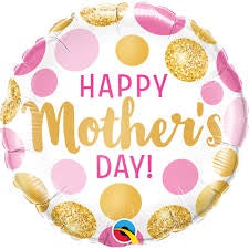 Mother's Day Pink & Gold Dots Foil Balloon 18"(45cm)