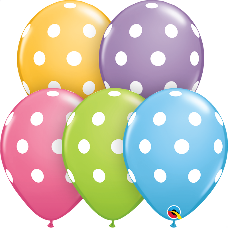 11" Print Big Polka Dots Special Latex Balloons Pack Of 50