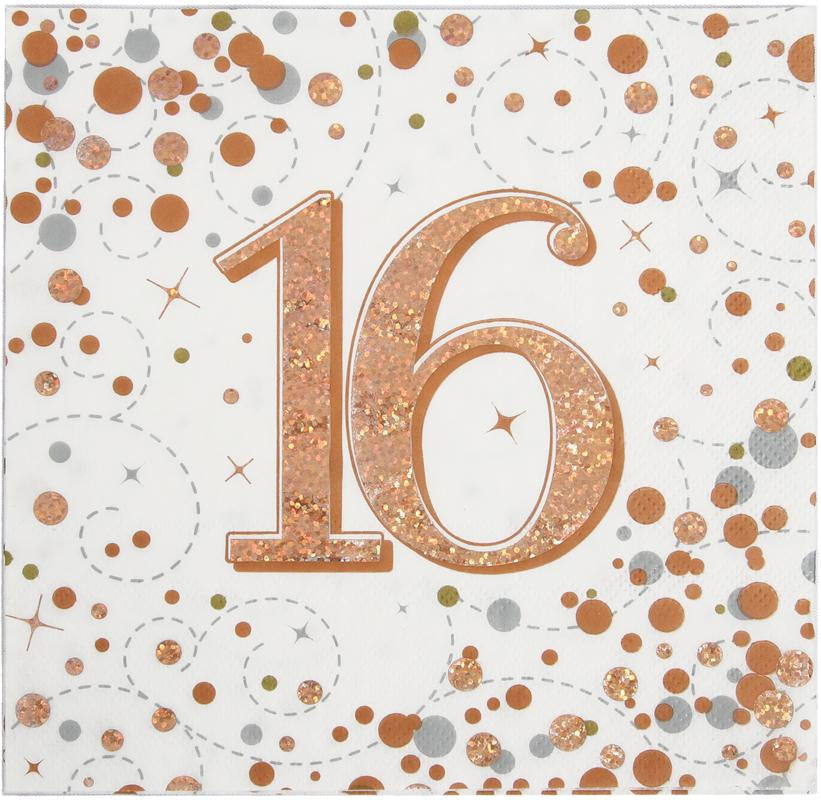 Sparkfizz Rose Gold Napkin 16th Pack Of 16