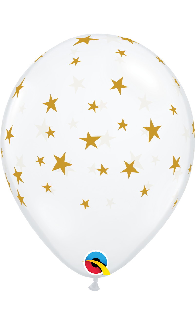 11" Rnd Qx Latex D Clear 050ct Contempo Stars (gld)