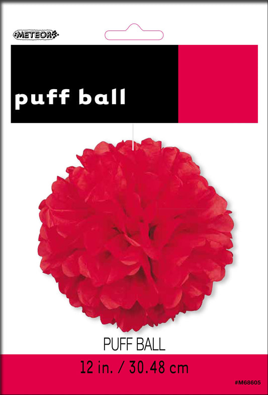 PUFF BALL DECOR RED 30 CM