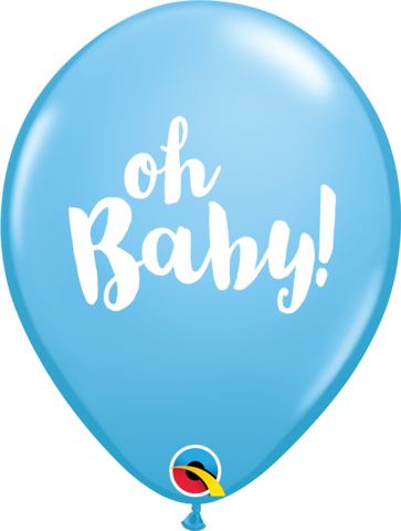 11" Print Pale Blue Oh Baby! Latex Balloons Pack Of 50