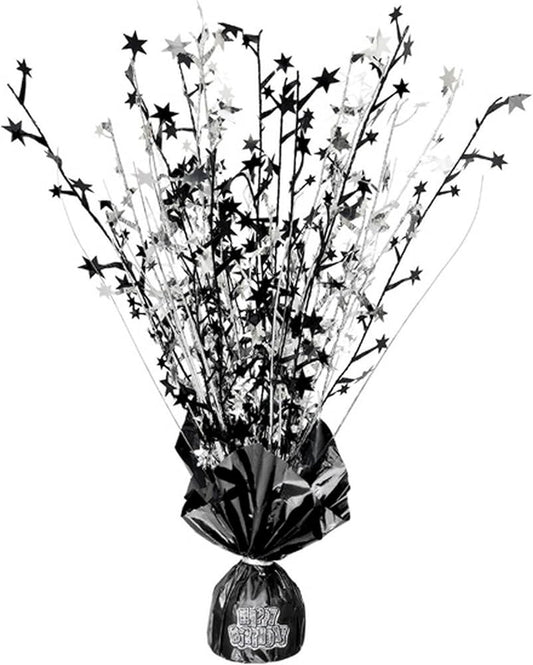 Glitz Black And Silver Foil Balloon Weight And Sticker Sheet