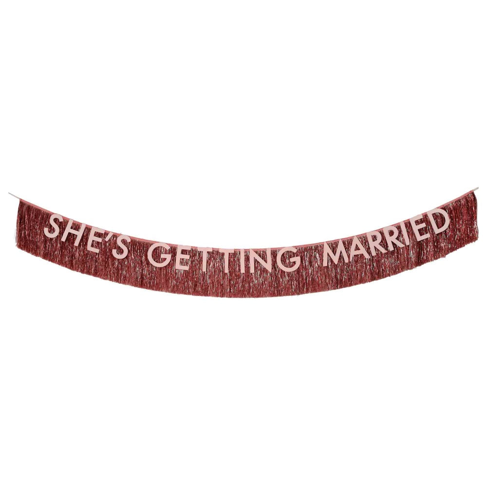 Drunk in Love Bunting - Hot Pink "She's Getting Married" Fringe Garland for Bachelorette & Hen Parties (1.8m)