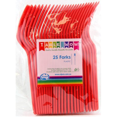 Plastic Forks Red Pack of 20