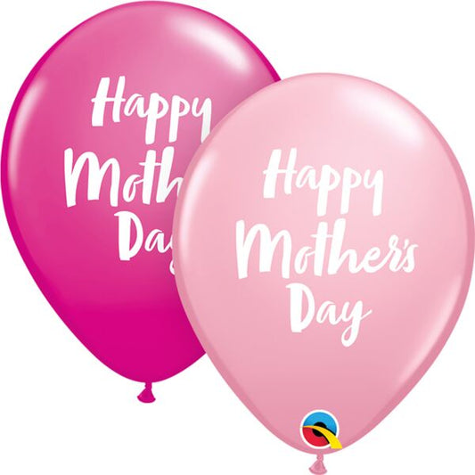 11" Helium Quality Printed Latex Balloons Assorted Mother's Day Script Pack of 50