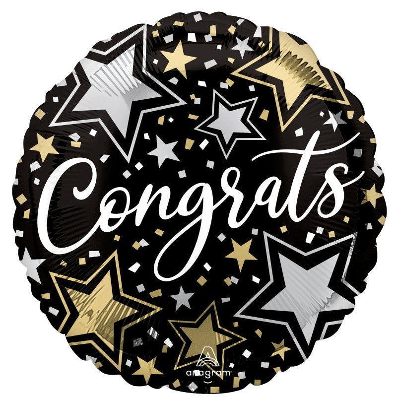 Congrats Stars Holographic Foil Balloon 18" (45cm)