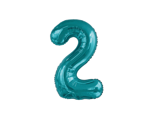 Large Foil Number Balloon 34"(86cm) Caribbean Teal 2