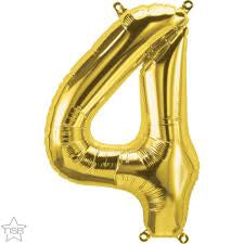 Foil Number Balloon 16"(40cm) Air Filled Only Gold 4