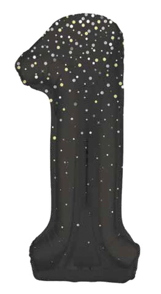 Glitz Black "1" Numeral Foil Balloon 86cm (34")