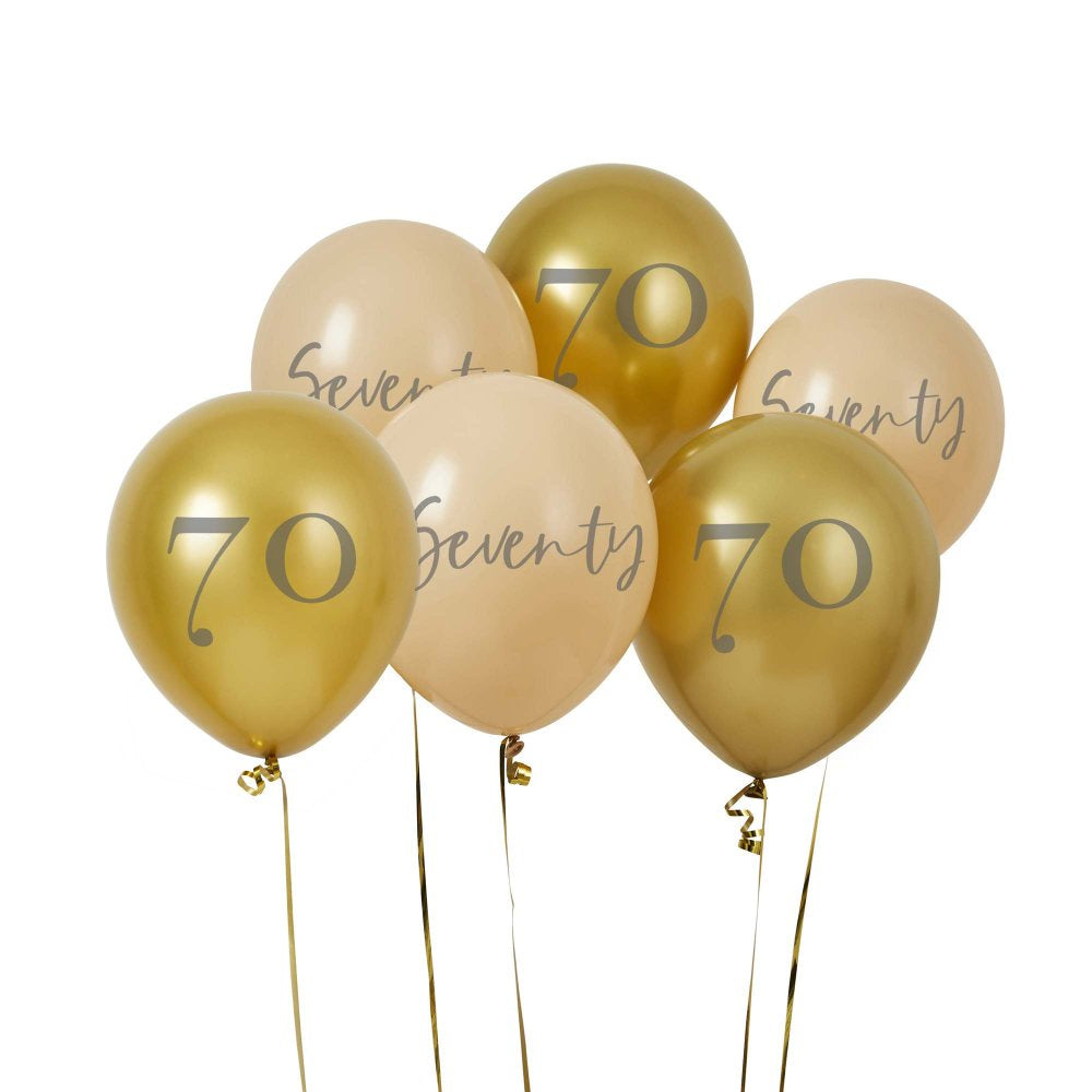Milestone Birthday Balloon Age 70 – 30cm Latex Balloons Pack of 6