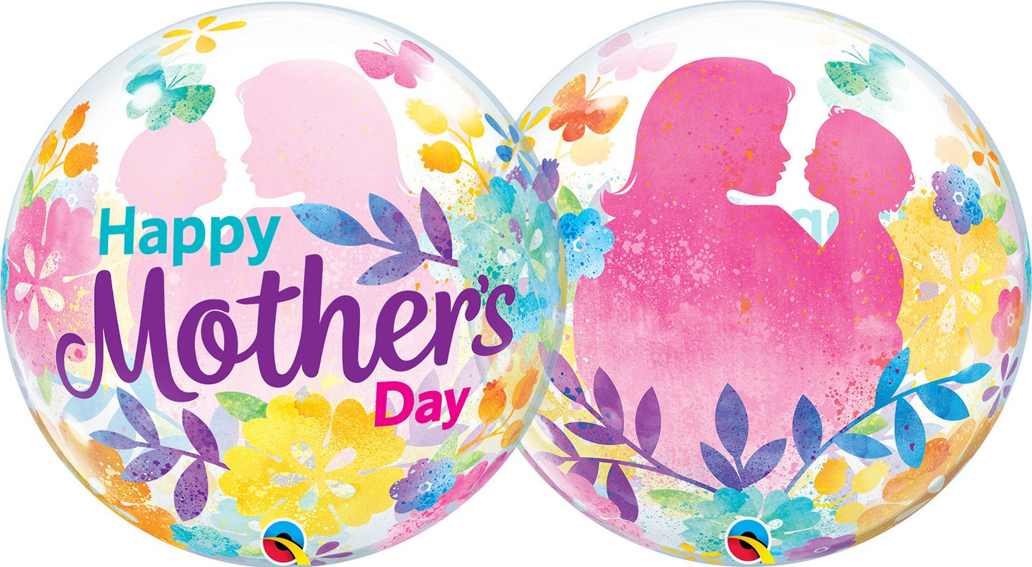 MOTHER'S DAY SILHOUETTE BUBBLE BALLOON 22"