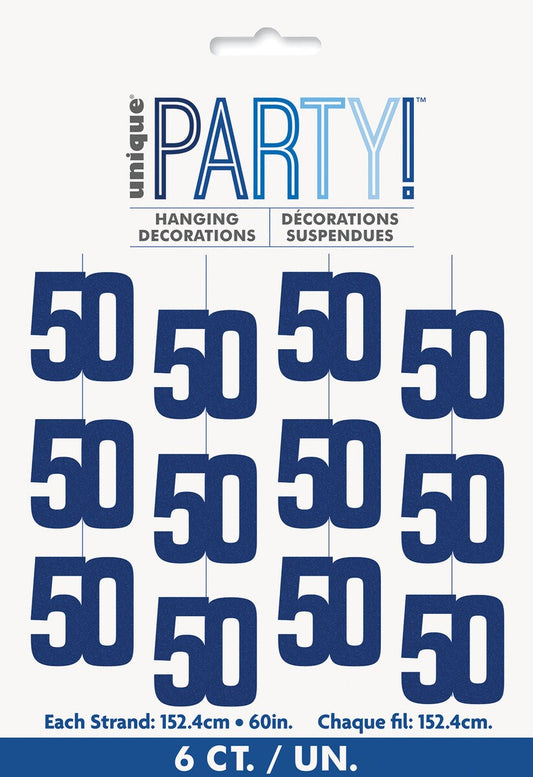 Glitz Blue 6 Hanging Decorations 1.5m (5') -50