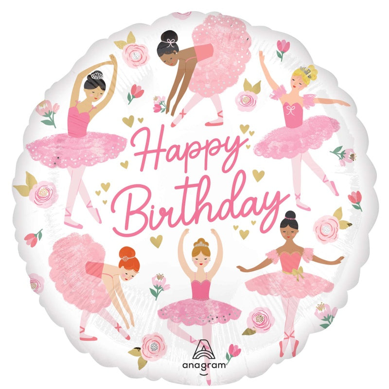 45cm Standard Ballerina Girl Birthday Foil Balloon (Self-Sealing)
