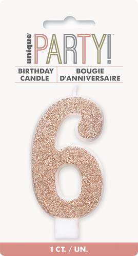 Glitter Rose Gold Numeral Candle-6