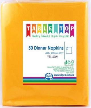 Dinner Napkins Yellow Pack Of 50