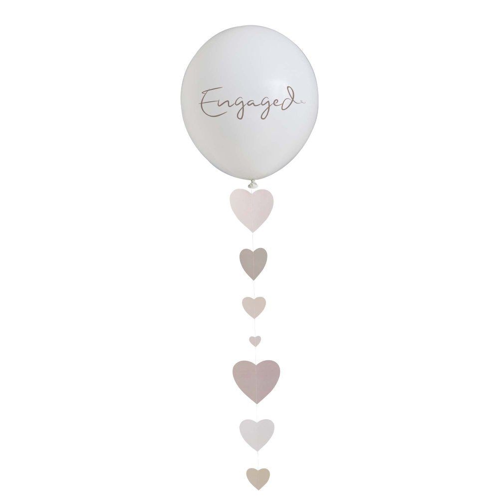 Engagement Latex Balloon with Trailing Heart Tail 45cm
