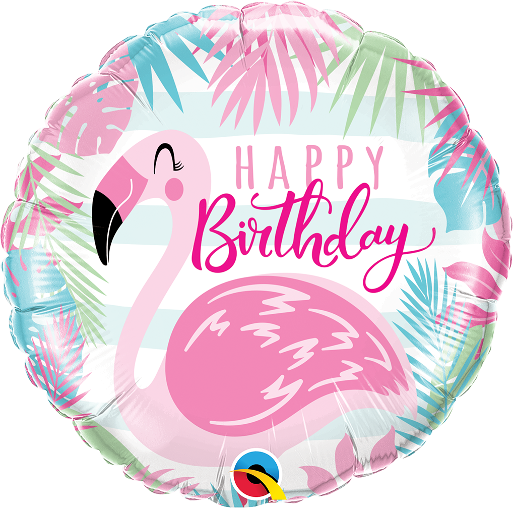 HAPPY BIRTHDAY PINK FLAMINGO FOIL BALLOON 18"