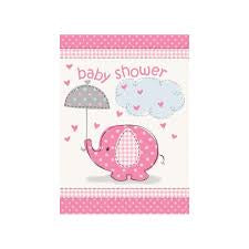 Umbrellaphant Baby Shower Pink Invitation Pack Of 8