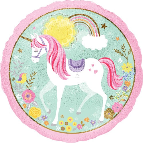 Magical Unicorn Helium Quality Round Foil Balloon 18"/45cm