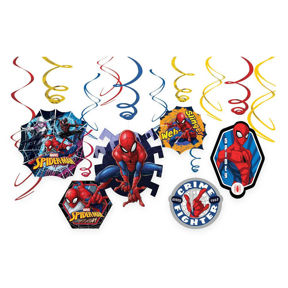 Spiderman Webbed Wonder Swirl Decorations 12 Pieces