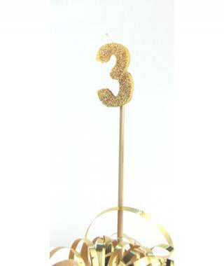 Gold Glitter Long Stick Candle #3