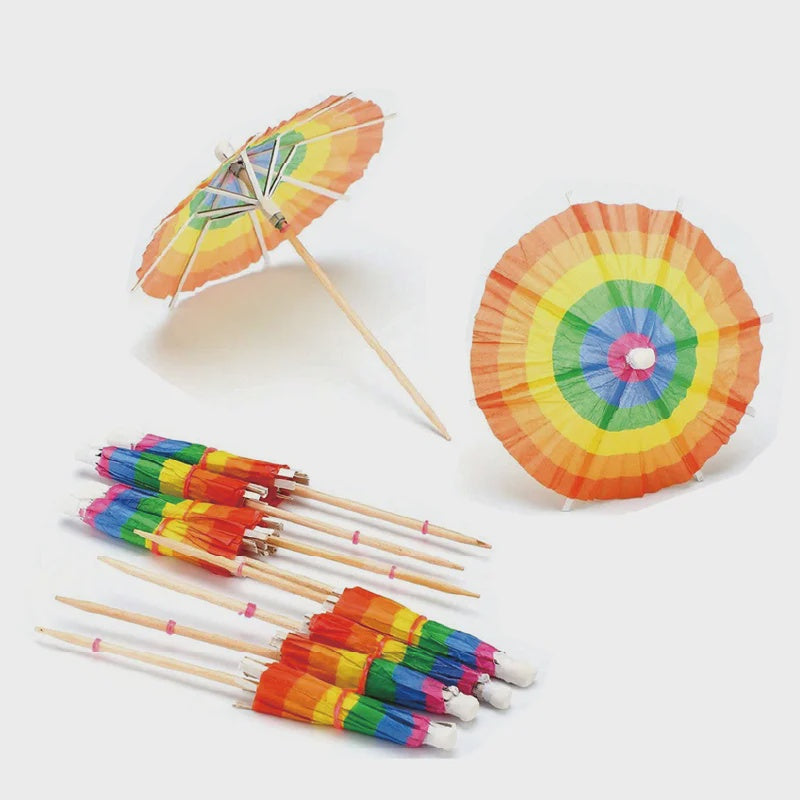 Rainbow Umbrella Picks Pack of 50