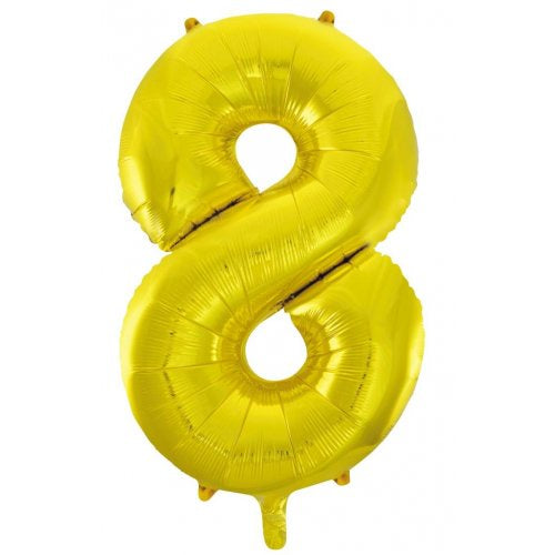 Large Foil Number Balloon 34"(86cm) Gold 8 Alpen