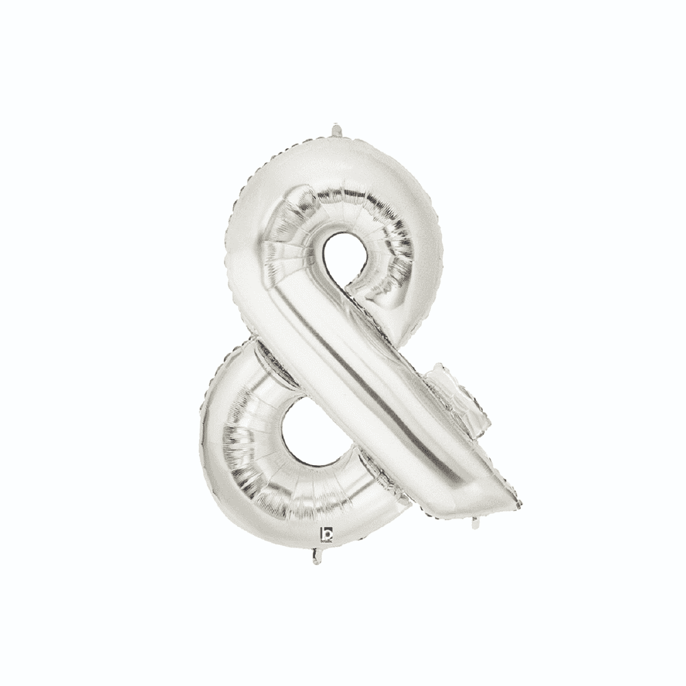 LARGE FOIL BALLOON AMPERSAND SILVER - &