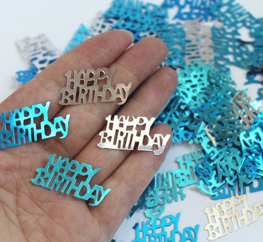 Happy Birthday Scatters Blue and Silver