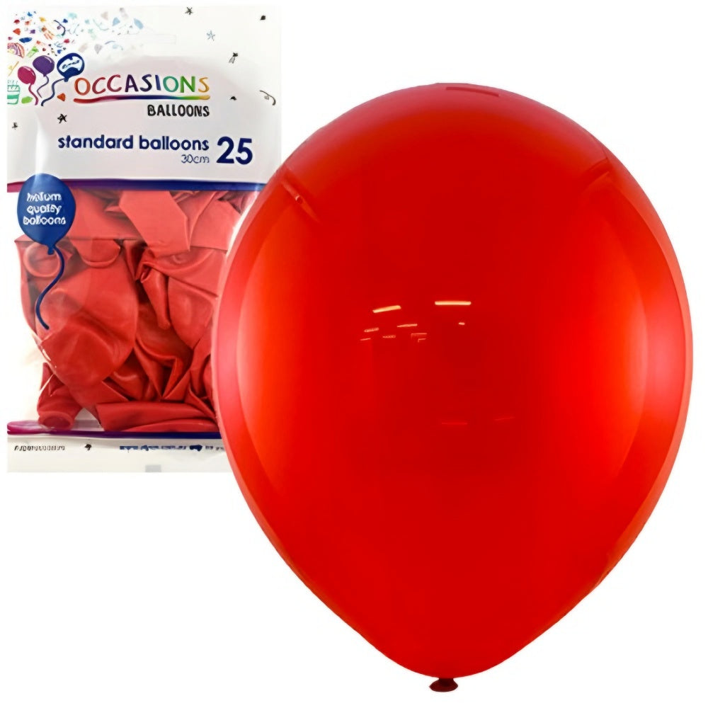 OCCASION BALLOON STD (30CM) PACK 25 - RED