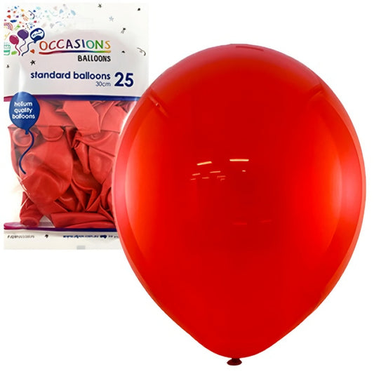 OCCASION BALLOON STD (30CM) PACK 25 - RED