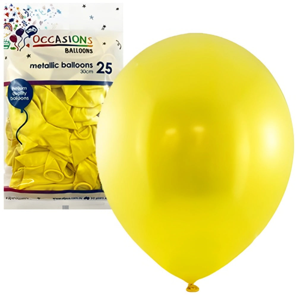 OCCASION BALLOON MET (30CM) PACK 25 - YELLOW
