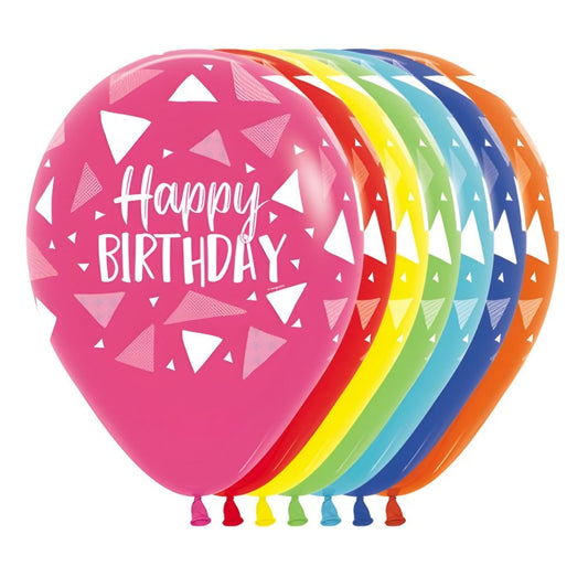 Happy Birthday Triangles Asstd Sempertex Balloons 30cm Bag50