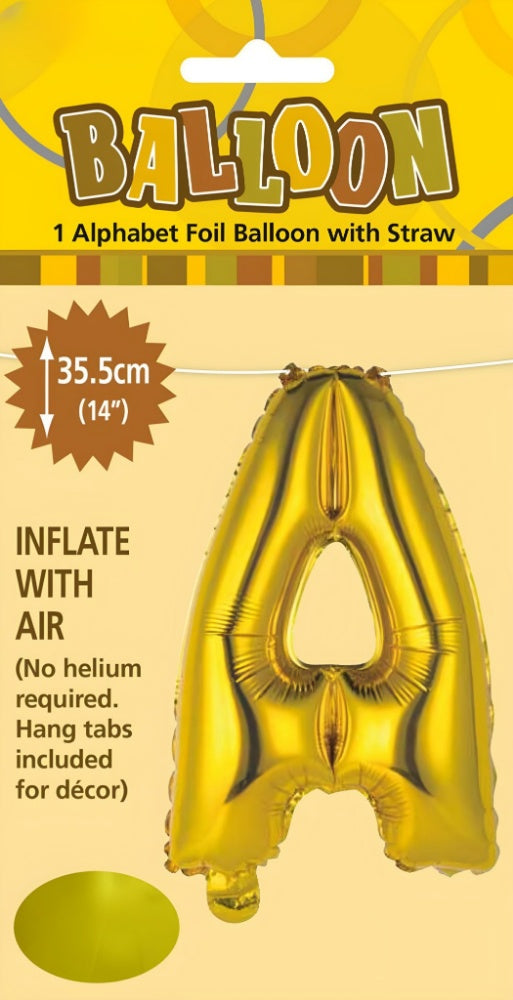 Alphabet Foil Balloon 35cm (14inch) Gold A