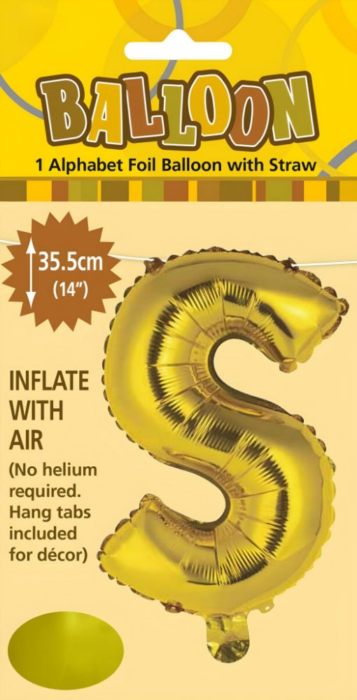 Alphabet Foil Balloon 35cm (14inch) Gold S