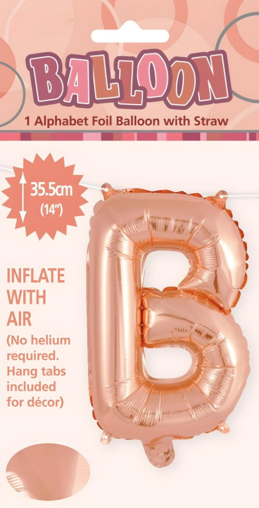Alphabet Foil Balloon 35cm (14inch) Rose Gold B