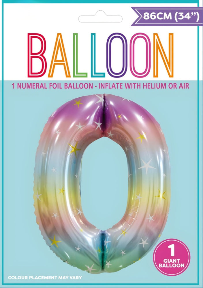 NUMERAL FOIL 34" PKG- PASTEL RAINBOW 0
