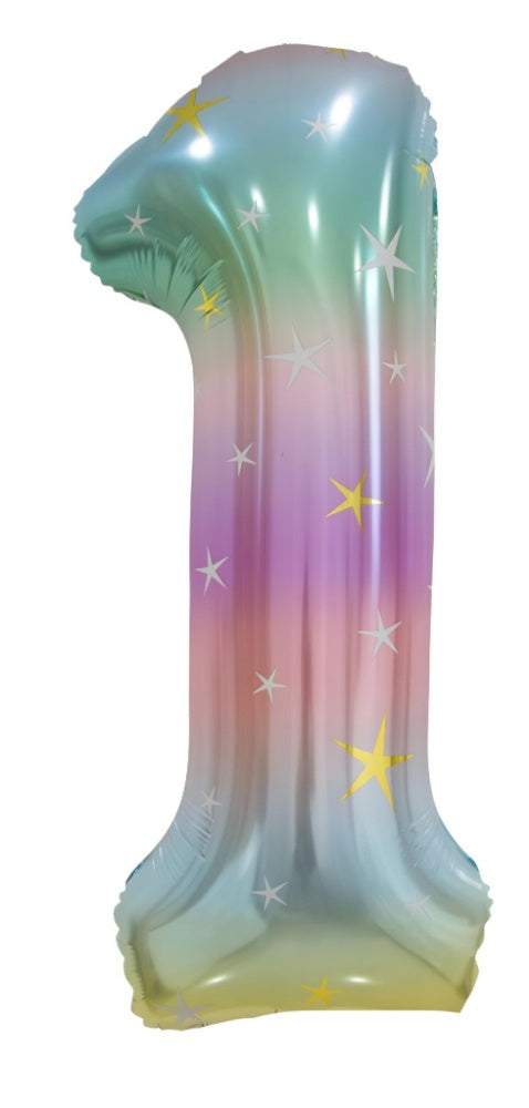 NUMERAL FOIL 34" PKG- PASTEL RAINBOW 1