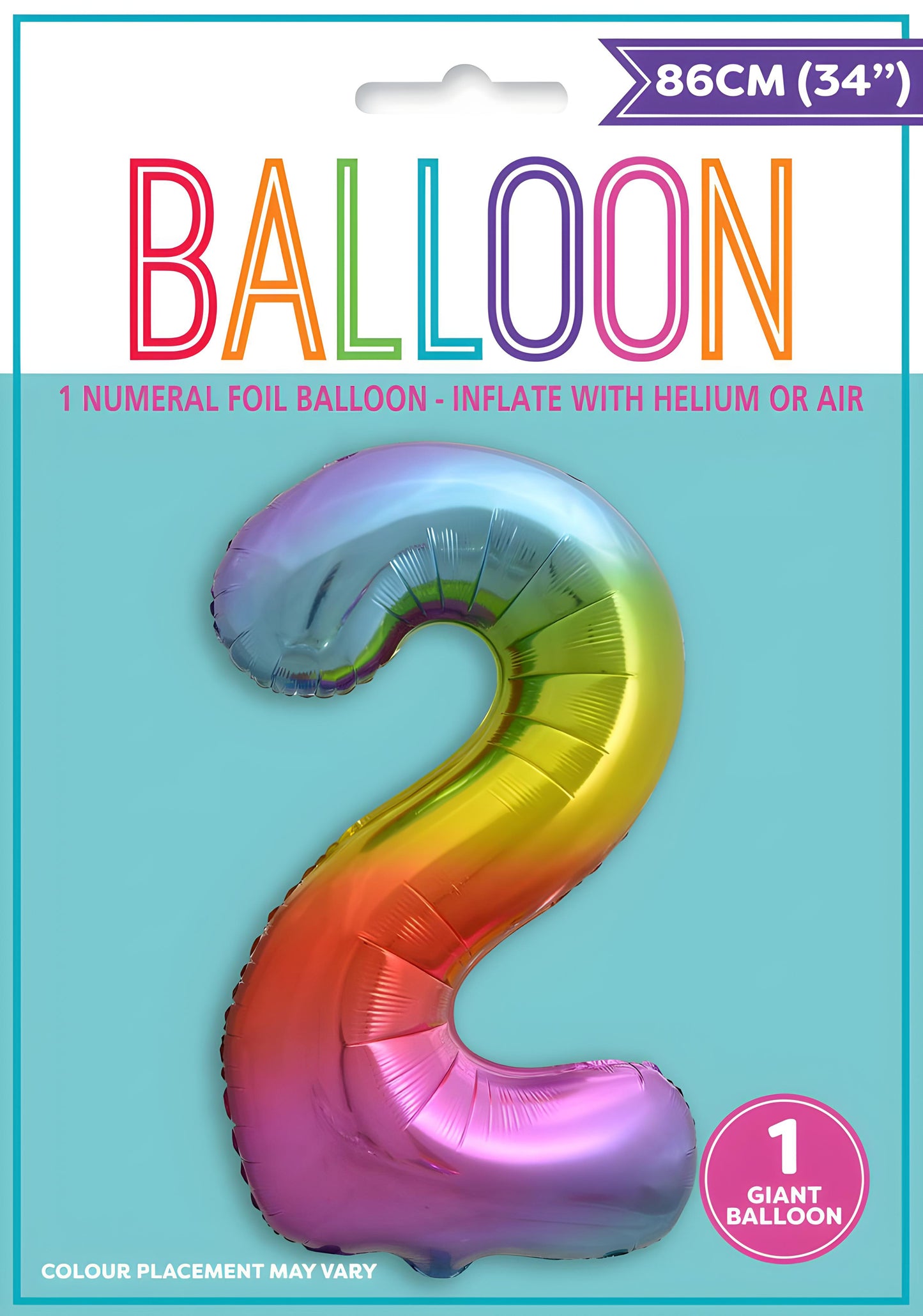 NUMERAL FOIL 34" PKG-RAINBOW 2
